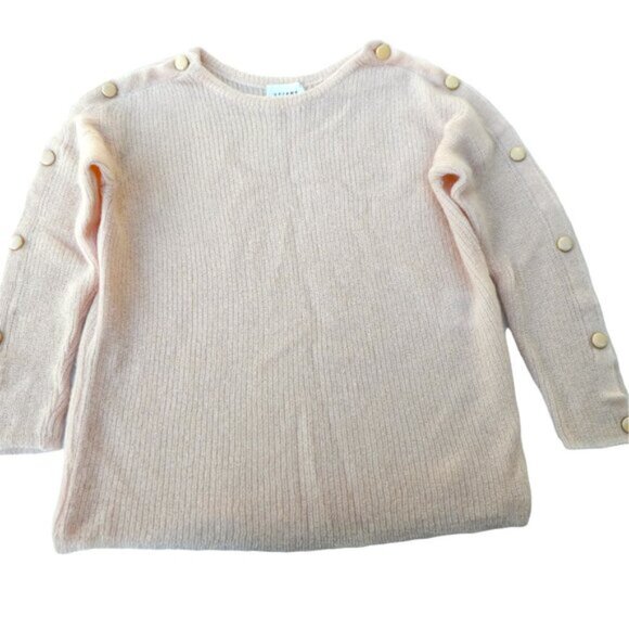 MoHaiR ALPaCa Blend Sezane Sweater Crew Blush Pink Buttons Down Arm Italy M - Picture 9 of 12
